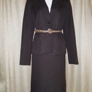 A black suit with belt and jacket