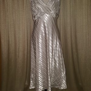 Adrianna Papell, Silver, Crossover, Runched, A-Line, Dress, Sz. 12, $60
